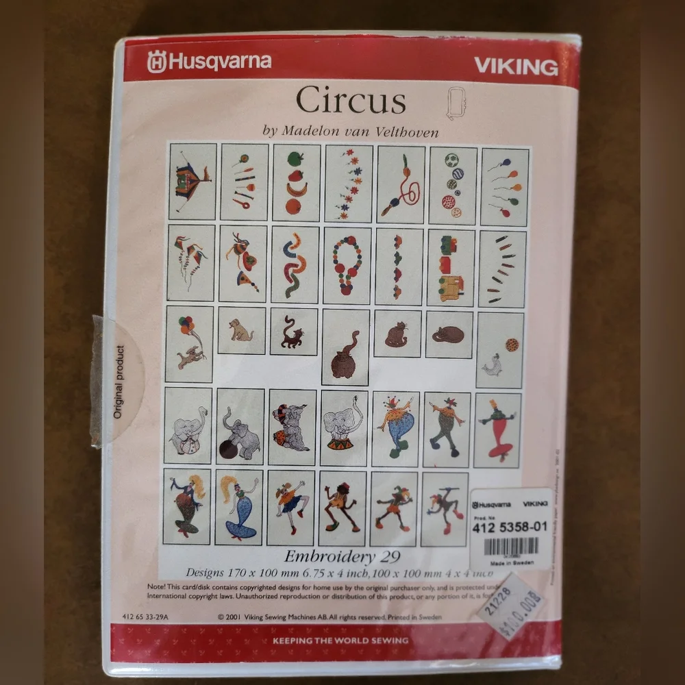 Circus Embroidery Disk #29 For Husqvarna Viking Designer 1 Embroidery machine